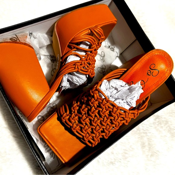 Burnt Orange So Spring Platform Heels - Picture 1 of 7